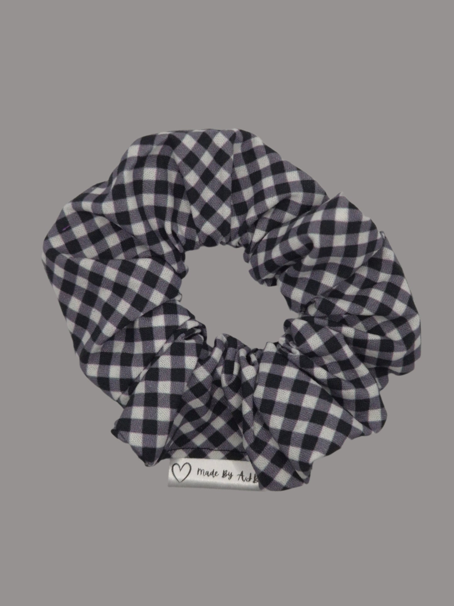 Black Gingham | Large Classic Scrunchie