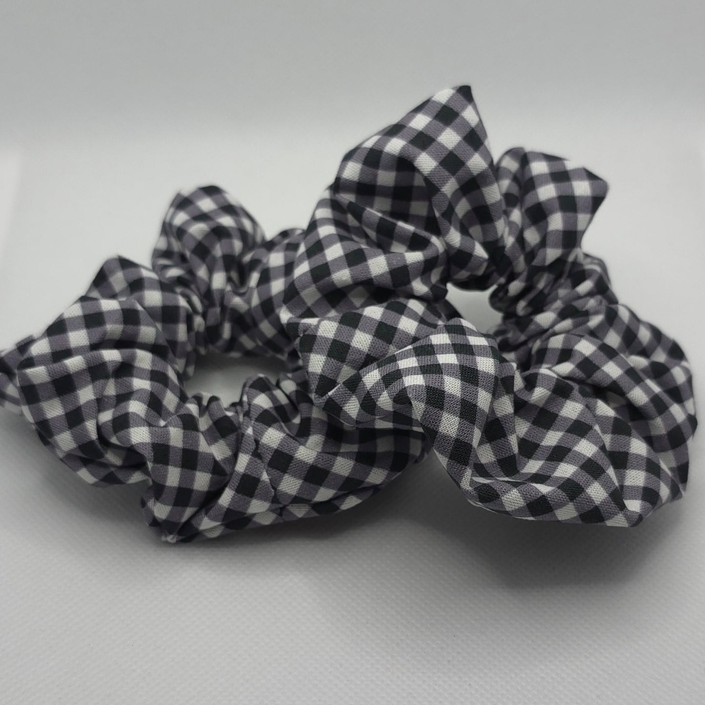 Black Gingham | Large Classic Scrunchie