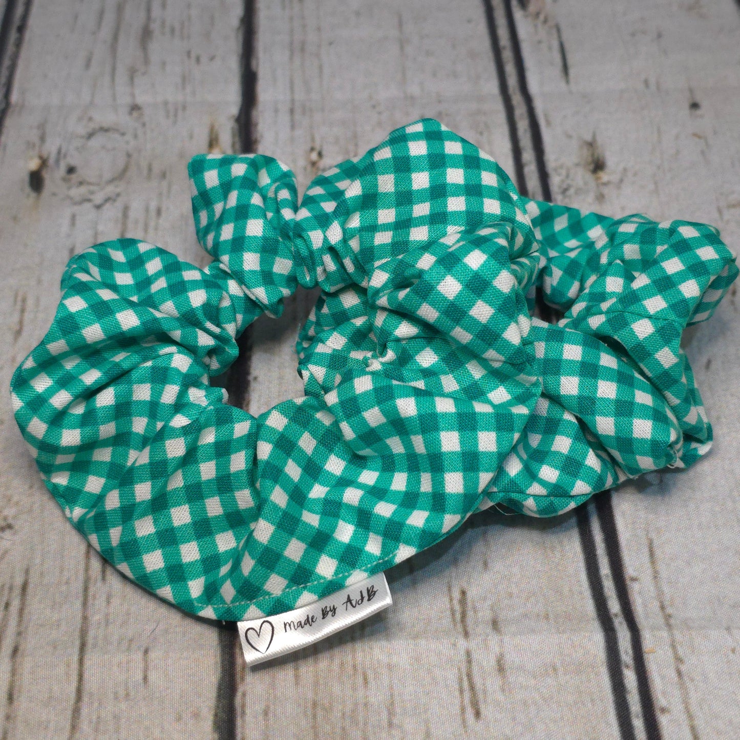 Green Gingham | Large Classic Scrunchie