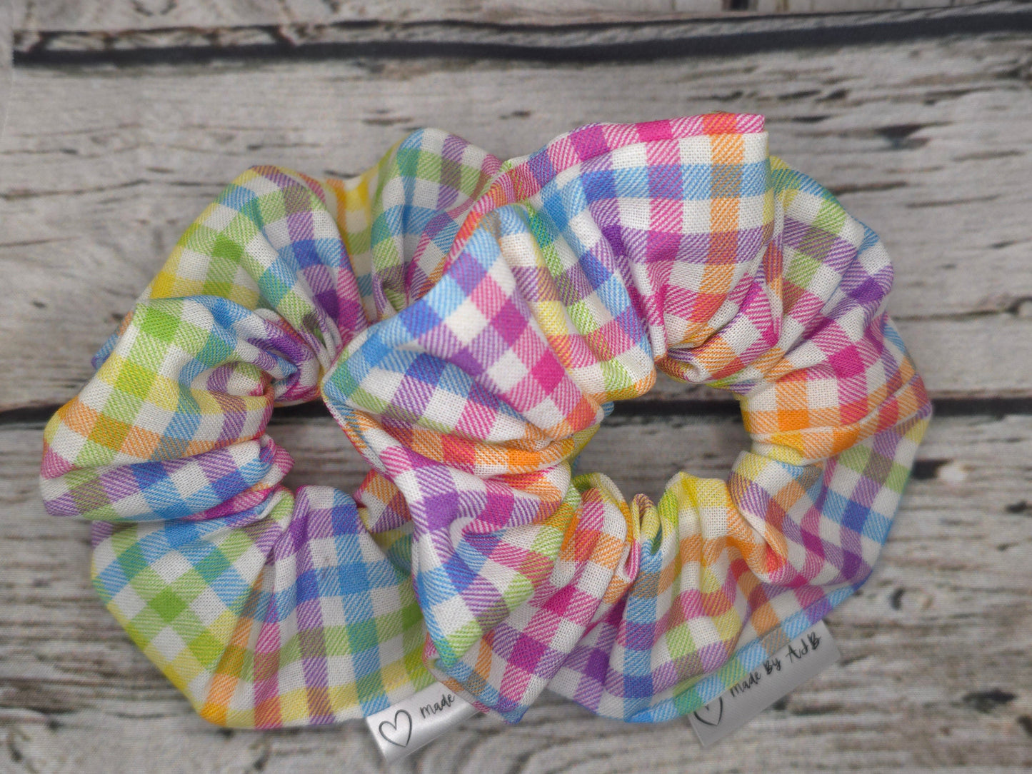 Rainbow Gingham | Large Classic Scrunchie