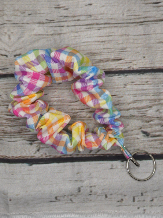 Rainbow Gingham Scrunchie Wristlet | Cotton