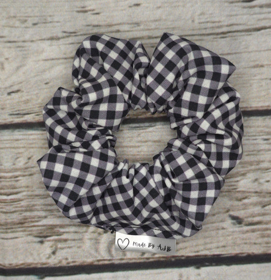 Black Gingham | Large Classic Scrunchie
