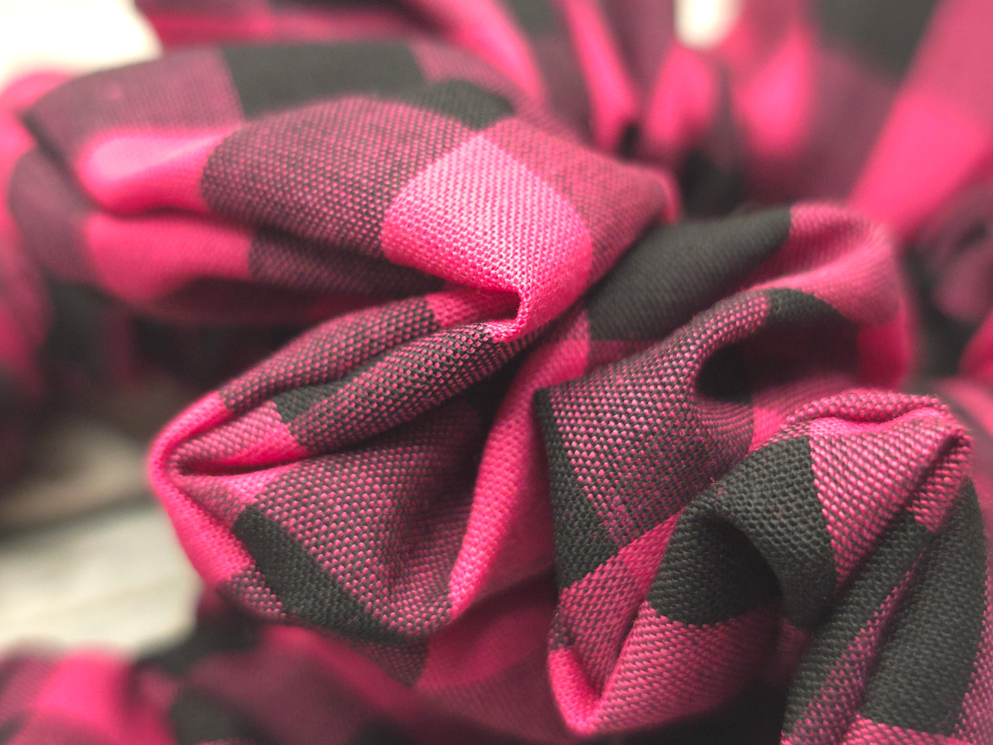 Hot Pink and Black Gingham | Large Classic Scrunchie
