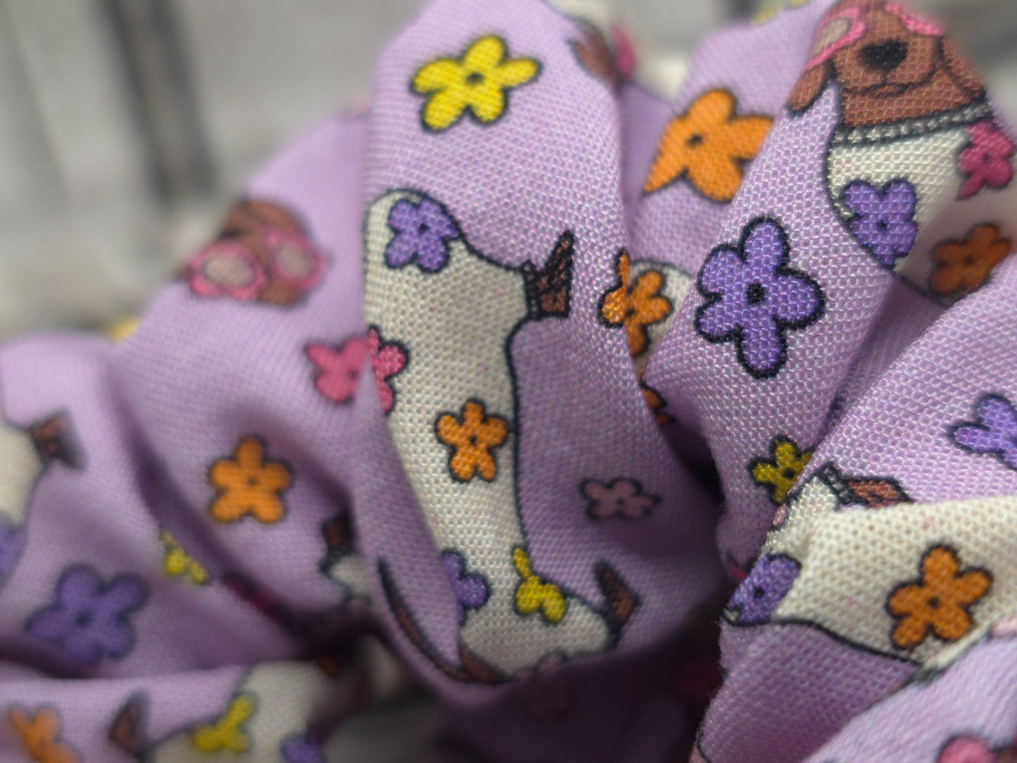 Dachshund Floral | Large Luxe Scrunchie