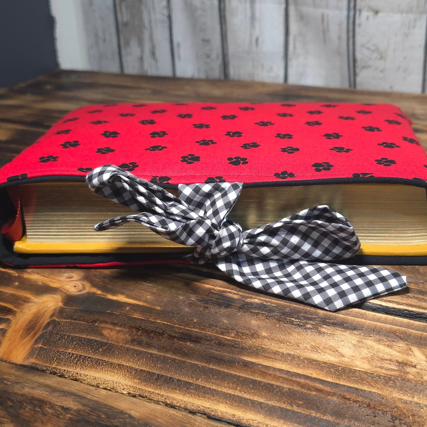 Paw Print Fabric Book Sleeve – Side Tie Closure – 3 Sizes