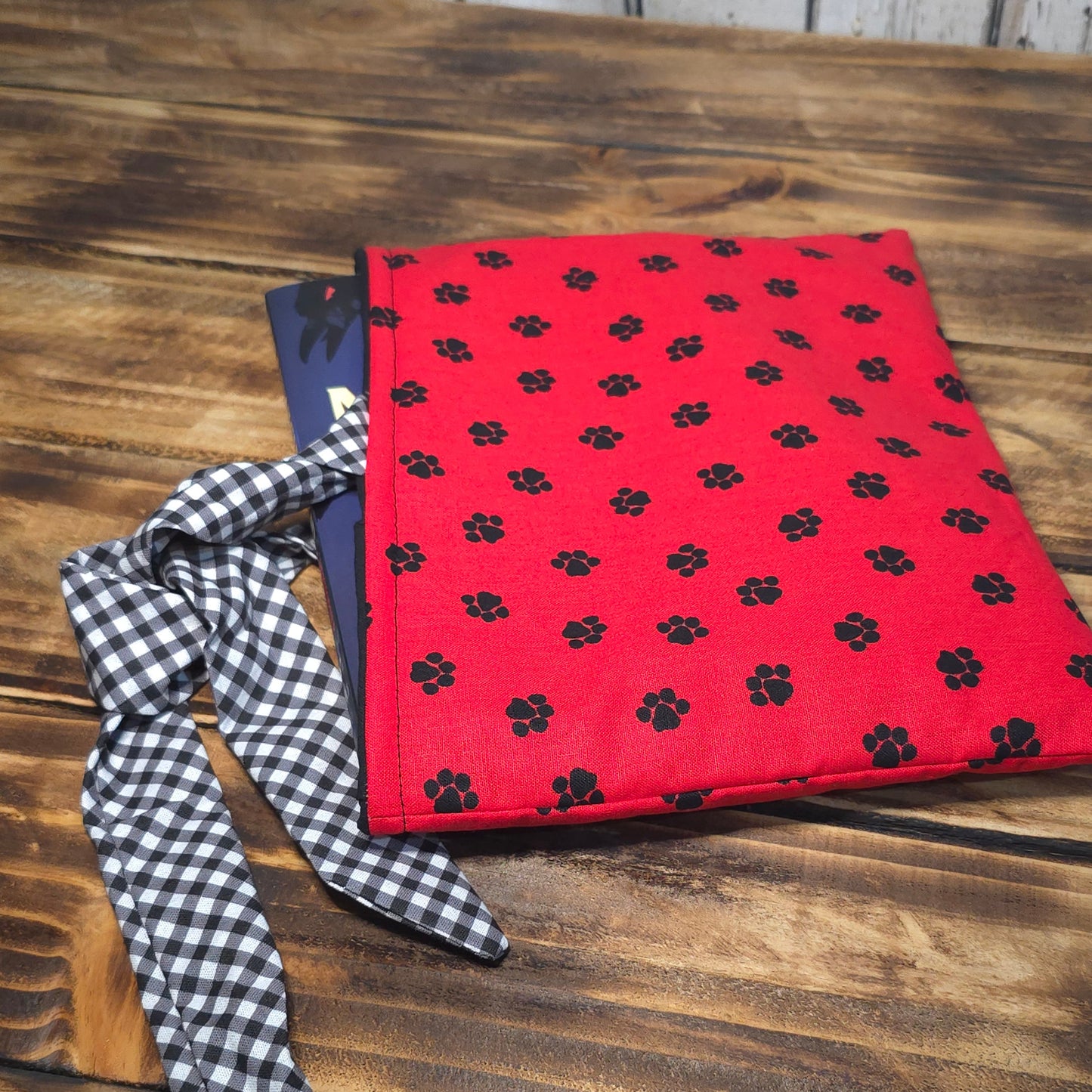 Paw Print Fabric Book Sleeve – Side Tie Closure – 3 Sizes