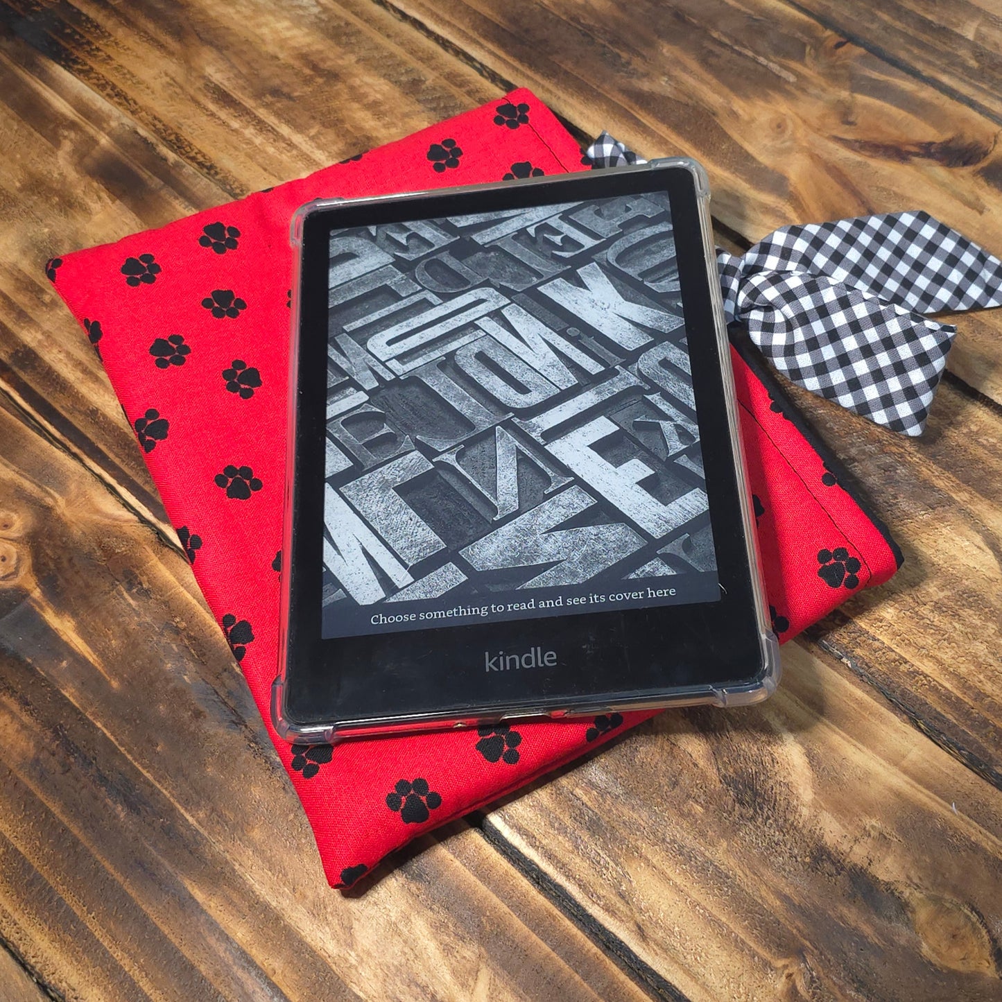 Paw Print Fabric Book Sleeve – Side Tie Closure – 3 Sizes