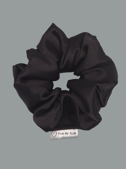 Black Satin | Large Classic Scrunchie