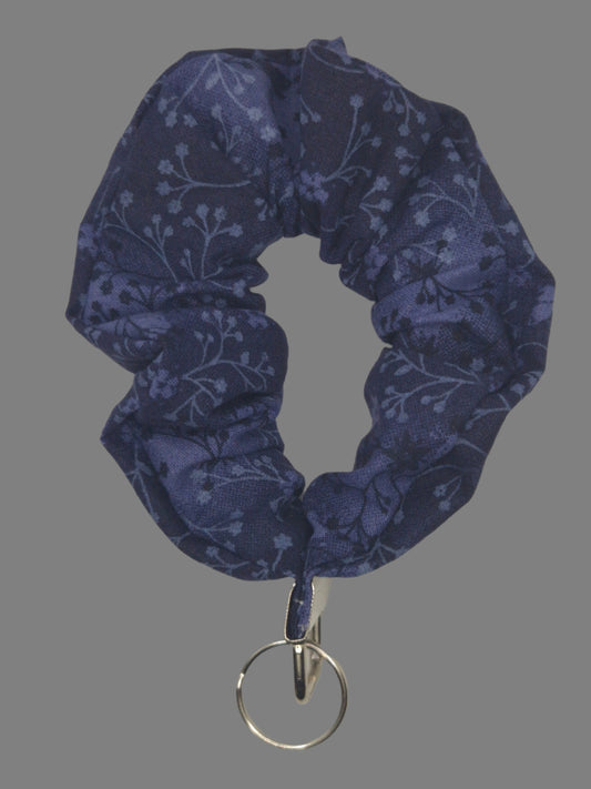 Dark Blue Flutter Scrunchie Wristlet | Cotton