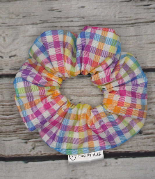 Rainbow Gingham Scrunchie | Cotton