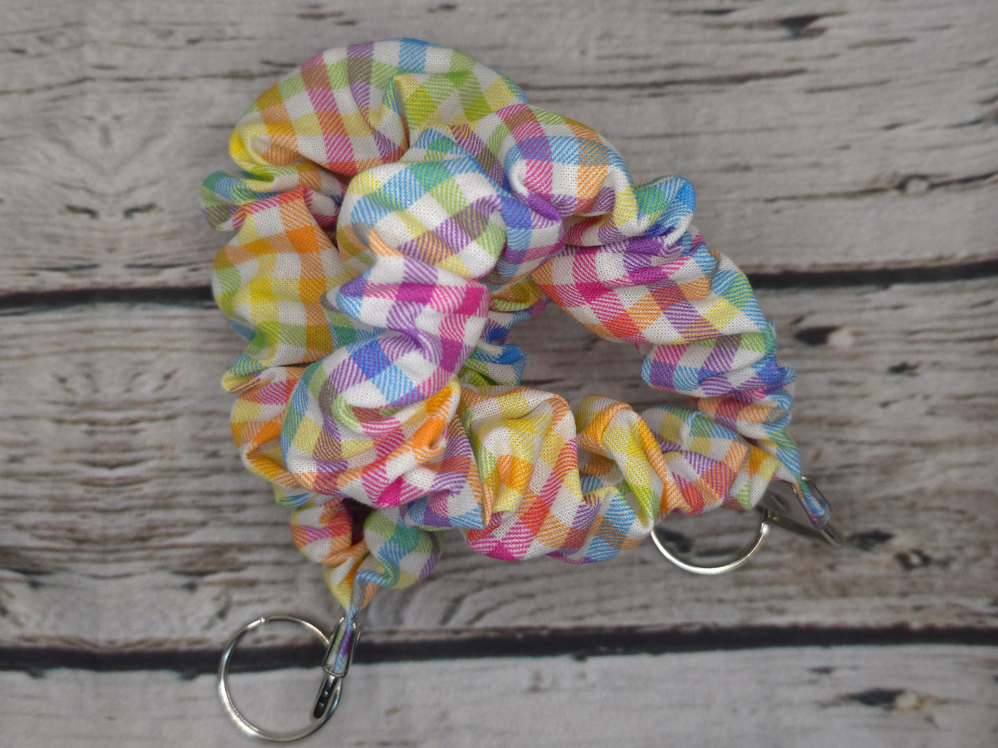 Rainbow Gingham Scrunchie Wristlet | Cotton