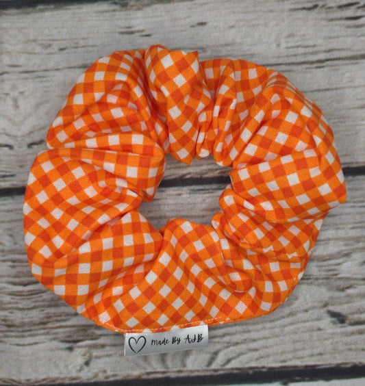 Orange Gingham Scrunchie | Cotton