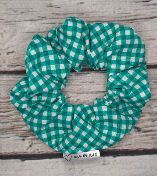 Green Gingham Scrunchie | Cotton