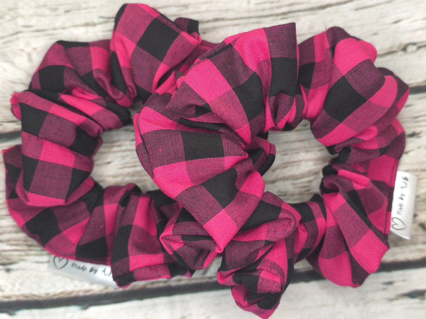 Hot Pink and Black Gingham | Large Classic Scrunchie
