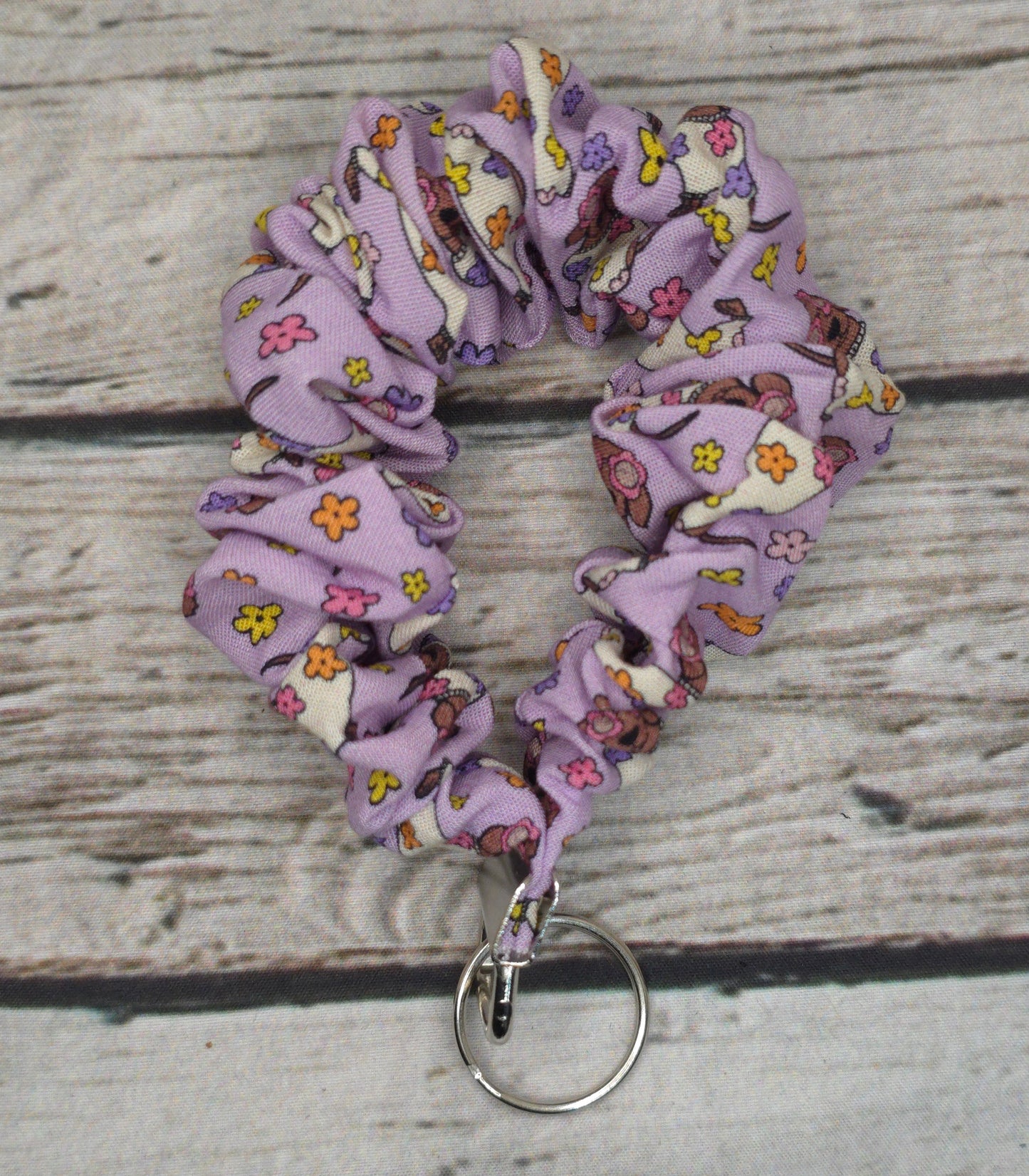 Dachshund Floral Scrunchie Wristlet | Rayon