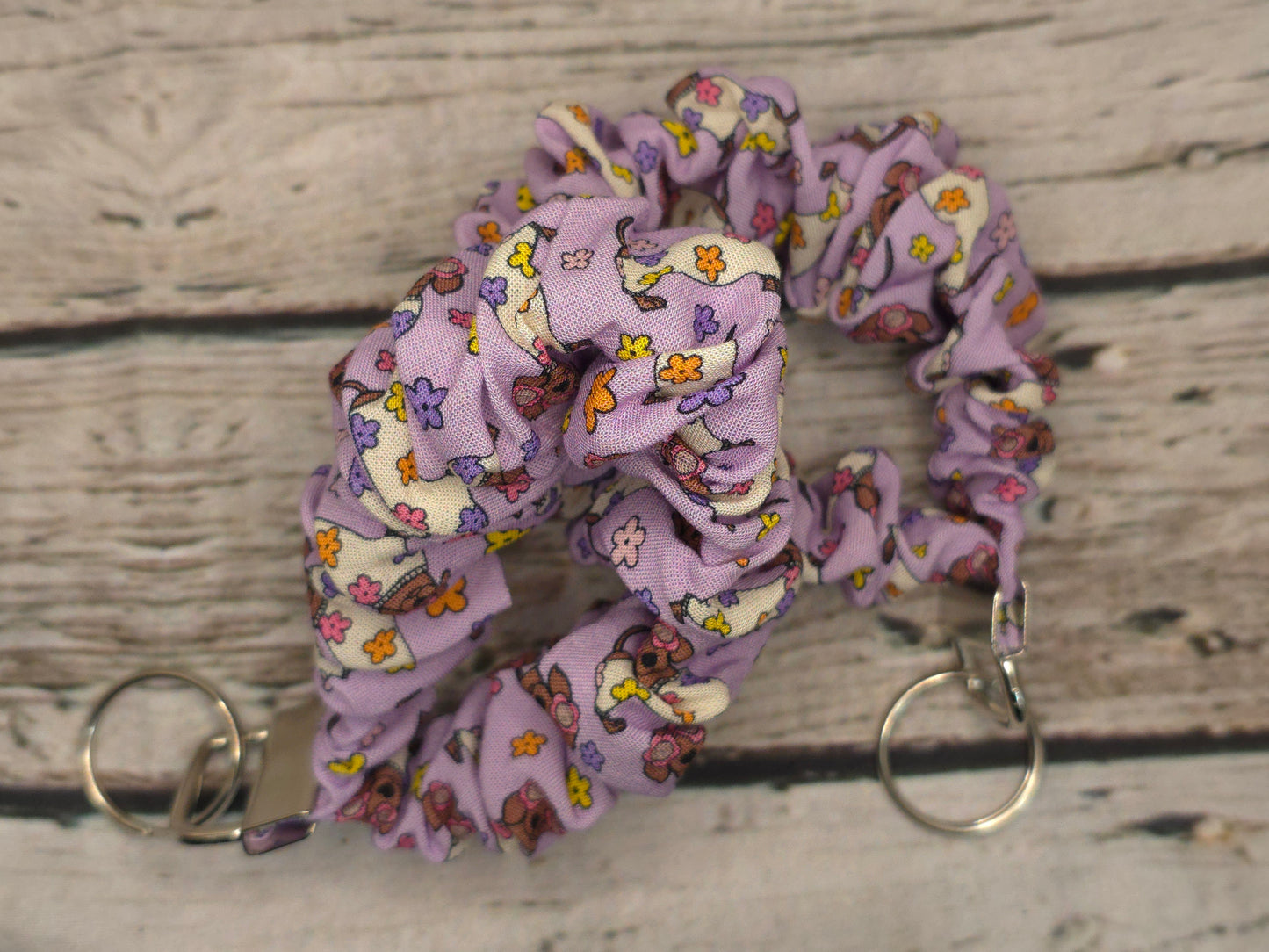 Dachshund Floral Scrunchie Wristlet | Rayon