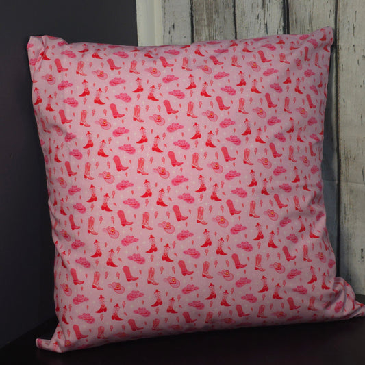 Pink Cowboy Cushion Cover | Cotton Poplin