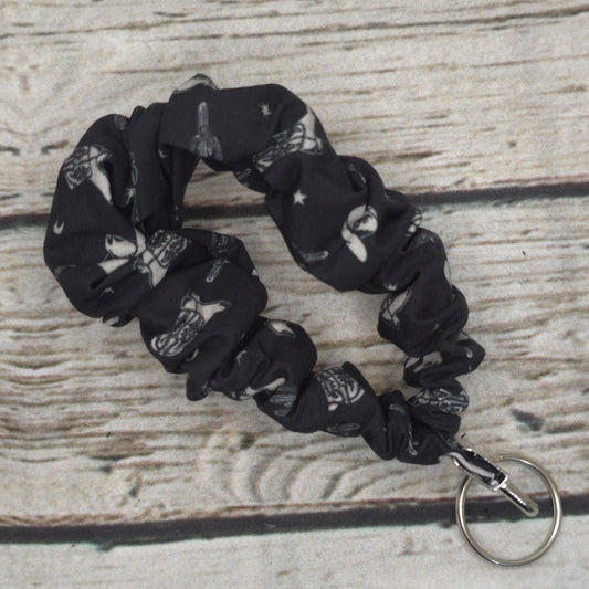 Black Cowboy Scrunchie Wristlet | Cotton Poplin