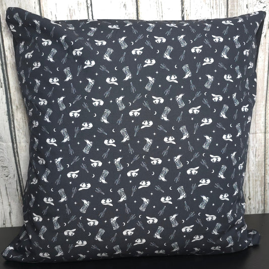 Black Cowboy Cushion Cover | Cotton Poplin