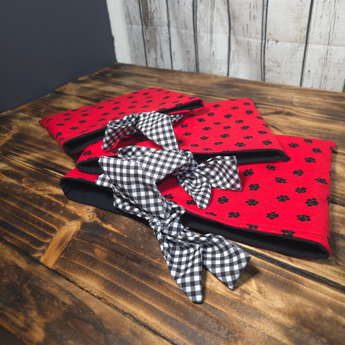 Paw Print Fabric Book Sleeve – Side Tie Closure – 3 Sizes